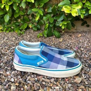 Blue, Purple and White Checkered Vans